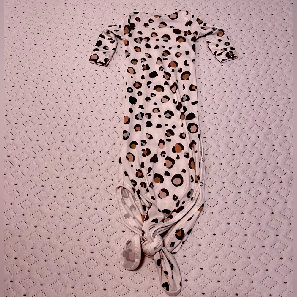 Copper Pearl Brown and White Leopard Print Knotted Gown NB